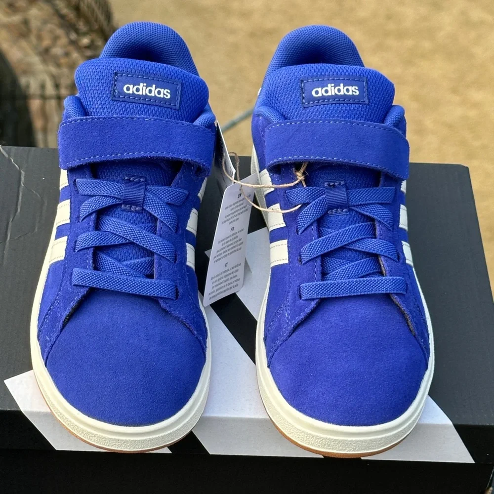 Adidas Grand Court Little Kids Sneakers 11K 12K Blue White Gum Youth GS NEW